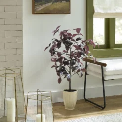 34" Black Plum Leaf Potted Artificial Fall Mini Tree - Hearth & Hand™ With Magnolia