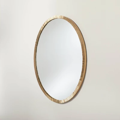 Pleated Brass Round Wall Mirror Antique Finish - Hearth & Hand™ With Magnolia 2 Pleated Brass Round Wall Mirror Antique Finish - Hearth & Hand™ With Magnolia - Image 2