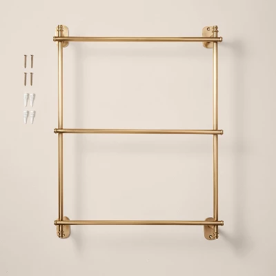 Wall-Mounted Brass Ladder Towel Rack Antique Finish - Hearth & Hand™ With Magnolia 3 Wall-Mounted Brass Ladder Towel Rack Antique Finish - Hearth & Hand™ With Magnolia - Image 3