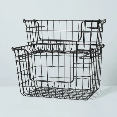 Stacking Wire Storage Basket Matte Black - Hearth & Hand™ With Magnolia 2 Stacking Wire Storage Basket Matte Black - Hearth & Hand™ With Magnolia - Image 2