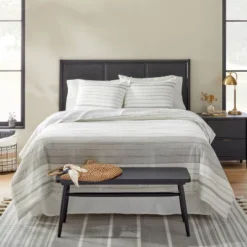 Alternating Pinstripe Duvet & Sham Set Gray/Cream - Hearth & Hand™ With Magnolia -Home Decoration GUEST 40f44a97 3e84 4de5 8627 270194ca37dc