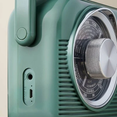 Retro Portable AM/FM Bluetooth Radio Green - Hearth & Hand™ With Magnolia 4 Retro Portable AM/FM Bluetooth Radio Green - Hearth & Hand™ With Magnolia - Image 4