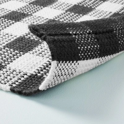 Textured Gingham Indoor/Outdoor Woven Area Rug Dark Gray/Cream - Hearth & Hand™ With Magnolia 3 Textured Gingham Indoor/Outdoor Woven Area Rug Dark Gray/Cream - Hearth & Hand™ With Magnolia - Image 3