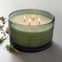 Textured Glass Fireside Spruce Jar Christmas Candle Green 24oz - Hearth & Handâ„¢ With Magnolia
