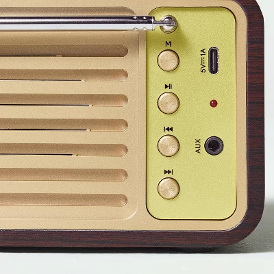 Small Wood Finish With Brass Retro Radio - Hearth & Hand™ With Magnolia 4 Small Wood Finish With Brass Retro Radio - Hearth & Hand™ With Magnolia - Image 4