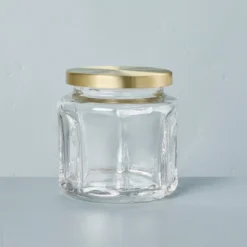 Sculpted Glass Canister Clear/Brass - Hearth & Hand™ With Magnolia -Home Decoration GUEST 628e2805 fc16 48dc 9905 edb119df337b
