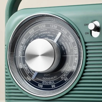 Retro Portable AM/FM Bluetooth Radio Green - Hearth & Hand™ With Magnolia 3 Retro Portable AM/FM Bluetooth Radio Green - Hearth & Hand™ With Magnolia - Image 3