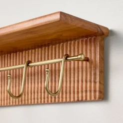 24" Grooved Wall Shelf With Rail And Hooks - Hearth & Hand™ With Magnolia -Home Decoration GUEST 6849a6d0 3e4e 4677 b3f0 345e5083c52f