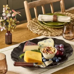 Ceramic Wavy Edge Serving Platter Brown - Hearth & Handâ„¢ With Magnolia