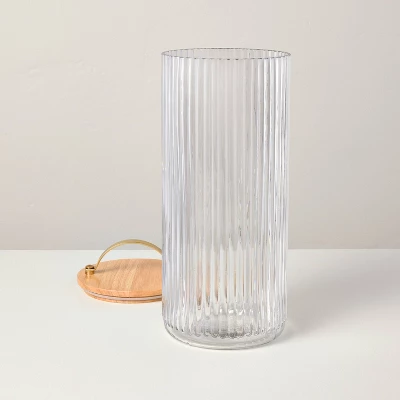 Fluted Glass Storage Canister With Wood Lid - Hearth & Hand™ With Magnolia 3 Fluted Glass Storage Canister With Wood Lid - Hearth & Hand™ With Magnolia - Image 3