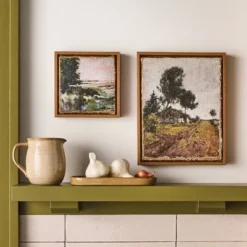 2pc 5.5"x5.5" And 7.5"x9.5" Landscape Burlap Wall Art Set - Hearth & Hand™ With Magnolia