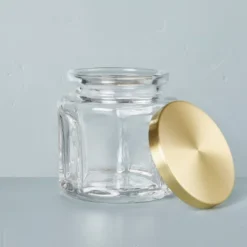 Sculpted Glass Canister Clear/Brass - Hearth & Hand™ With Magnolia -Home Decoration GUEST 71f281b6 258a 4b80 b1af 9a6bc3fbbc8f