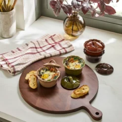 Set Of 4 6oz Round Ramekins With Ruffled Edge Brown/Red/Green/Tan - Hearth & Handâ„¢ With Magnolia