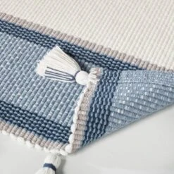 20" X 32" Color Block Stripe Tassels Bath Rug Faded Blue/White - Hearth & Hand™ With Magnolia -Home Decoration GUEST 965eb334 1e31 467e 9a9f 35ffecd97d72
