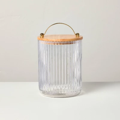 Fluted Glass Storage Canister With Wood Lid - Hearth & Hand™ With Magnolia 5 Fluted Glass Storage Canister With Wood Lid - Hearth & Hand™ With Magnolia - Image 5
