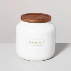 Dry Goods Stoneware Canister With Wood Lid Cream/Brown - Hearth & Hand™ With Magnolia -Home Decoration GUEST 9a628954 fe13 4a85 8006 a0d2b4f27491