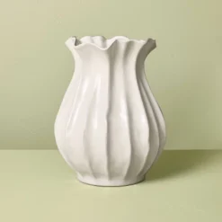 Pleated Ceramic Vase Sour Cream - Hearth & Hand™ With Magnolia -Home Decoration GUEST 9a8371ba f308 4267 86b3 db758d29e3e6
