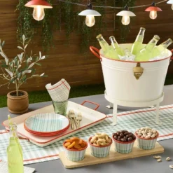 Powder-Coated Metal Rectangular Serving Tray Cream/Orange - Hearth & Handâ„¢ With Magnolia