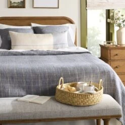 26"x26" Linen Blend Decorative Euro Throw Pillow Blue - Hearth & Handâ„¢ With Magnolia