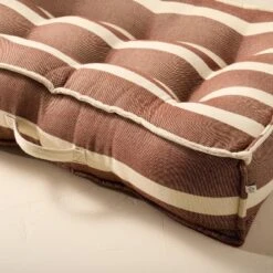 52"x24"x6" Cabana Stripe French-Style Indoor/Outdoor Floor Cushion Brown/Natural - Hearth & Hand™ With Magnolia -Home Decoration GUEST ad642d56 44fe 4147 b7f5 51aaca1aecd5