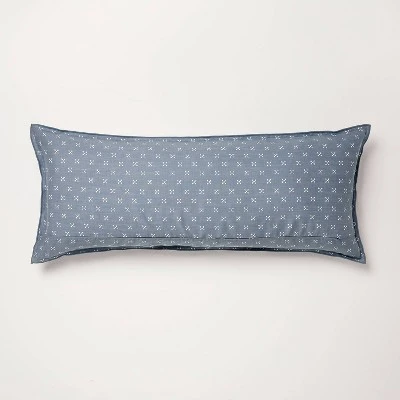 14"x36" Block Pattern Oblong Throw Pillow Blue - Hearth & Hand™ With Magnolia 2 14"x36" Block Pattern Oblong Throw Pillow Blue - Hearth & Hand™ With Magnolia - Image 2