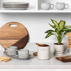 37oz Stoneware Coffee Canister With Wood Lid & Scoop Cream/Brown - Hearth & Hand™ With Magnolia -Home Decoration GUEST aef29b16 7bbe 4830 b428 8f782b26876d