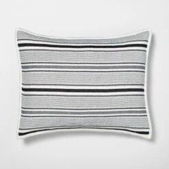 Textured Stripe Pillow Sham Dark Gray/Cream - Hearth & Hand™ With Magnolia -Home Decoration GUEST b0608181 3b6d 4688 8af4 76eb9e213a88