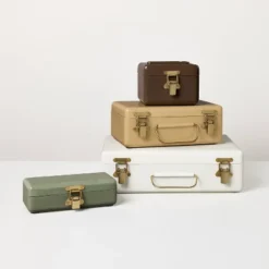 9" Large Metal Box With Brass Hardware Sour Cream - Hearth & Hand™ With Magnolia -Home Decoration GUEST b1223a36 9601 463c a88a 8ab39a967c2e