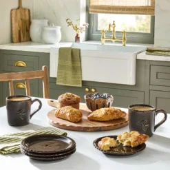 Set Of 4 6.5" Mushroom Ceramic Appetizer Plates Forest Brown - Hearth & Handâ„¢ With Magnolia