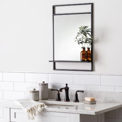Bath Mirror With Shelf Black - Hearth & Hand™ With Magnolia 1 Bath Mirror With Shelf Black - Hearth & Hand™ With Magnolia