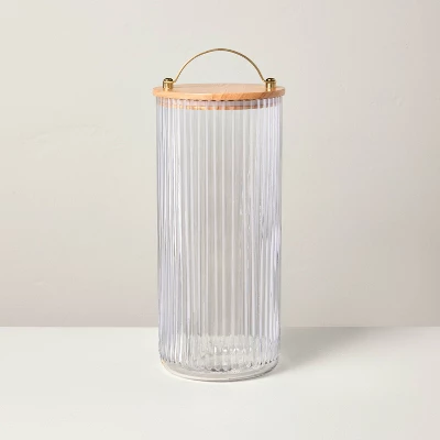 Fluted Glass Storage Canister With Wood Lid - Hearth & Hand™ With Magnolia 4 Fluted Glass Storage Canister With Wood Lid - Hearth & Hand™ With Magnolia - Image 4