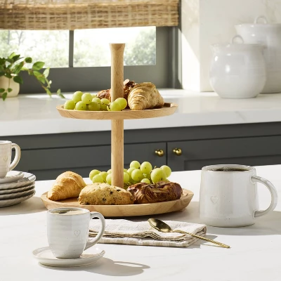 2-Tier Rubberwood Serving Tray - Hearth & Hand™ With Magnolia 1 2-Tier Rubberwood Serving Tray - Hearth & Hand™ With Magnolia