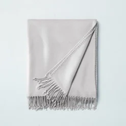 Solid Hemstitch With Fringe Throw Blanket - Hearth & Hand™ With Magnolia -Home Decoration GUEST c7974385 e083 4476 bd38 ee9808ba2f04