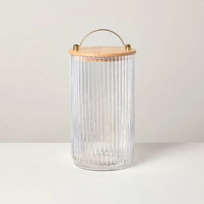 Fluted Glass Storage Canister With Wood Lid - Hearth & Hand™ With Magnolia 6 Fluted Glass Storage Canister With Wood Lid - Hearth & Hand™ With Magnolia - Image 6