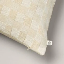 26"x26" Checkerboard Textured Euro Pillow Beige - Hearth & Hand™ With Magnolia: Farmhouse Throw Pillow, Cotton, Indoor Use -Home Decoration GUEST d70862e2 04a2 4477 8f05 ae4ced52dd1e