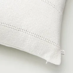 18"x18" Hem Stitch Stripe Square Throw Pillow Cream - Hearth & Hand™ With Magnolia: Cotton Texture, Indoor Use, Hidden Zipper -Home Decoration GUEST e5726958 4628 42f1 b9df ccb4b40d36e6