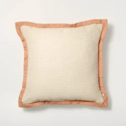 18"x18" Textured Woven Flange Detail Indoor/Outdoor Square Throw Pillow - Hearth & Hand™ With Magnolia -Home Decoration GUEST fecd2203 a8fc 40d5 9267 da7ffc5160c5